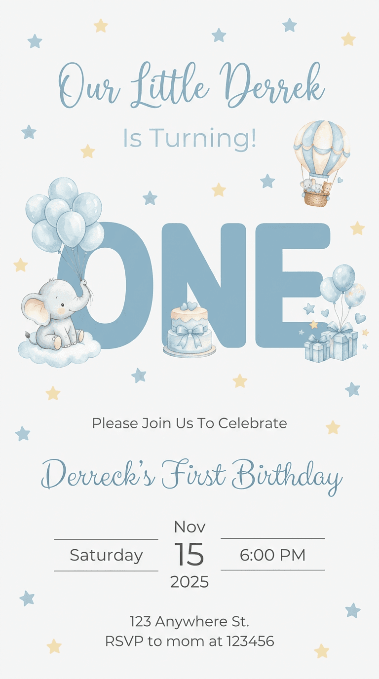 Birthday Invitation — Baby Boy